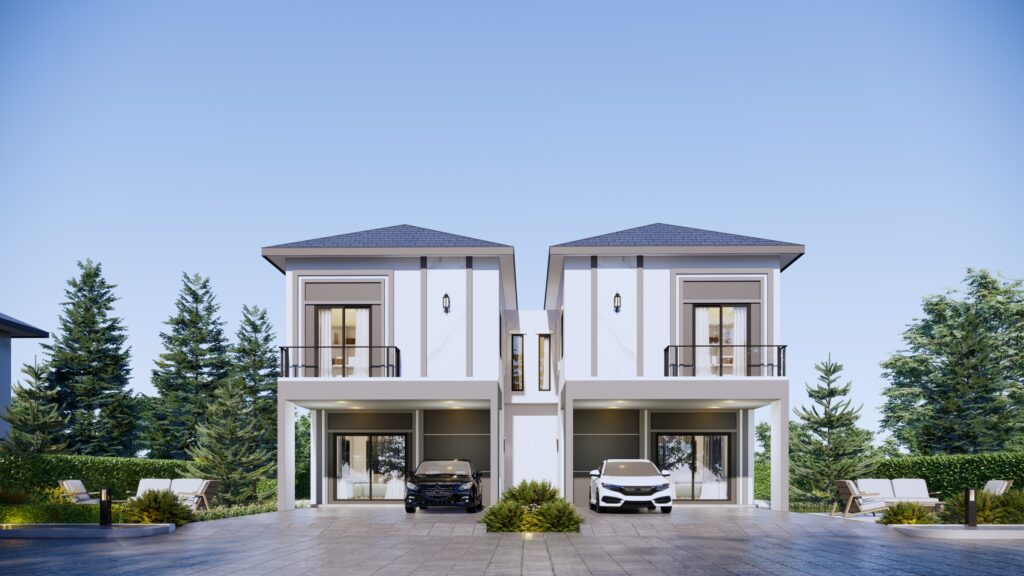 บ้านแฝดคริสตินี่ Type Chistiny โครงการ My Ozone BIBURY ภาพบ้านภายนอกต้นฉบับจากเว็บไซต์โครงการ